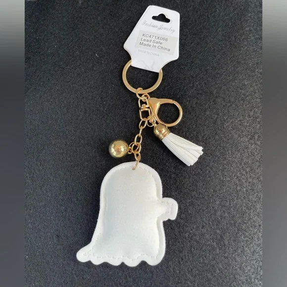 Keychain Or Pocketbook Charm. Ghost Design With Sparkling Bling. NWT - Picture 4 of 6